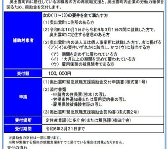 3月1日までに就職された方を対象に奨励金を交付しています！